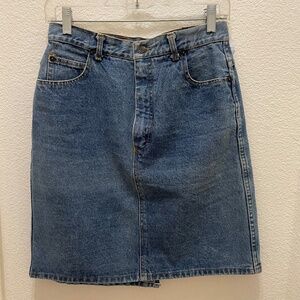 Vintage Serge Azar Paris France Denim Skirt 100% Cotton 80s 90s